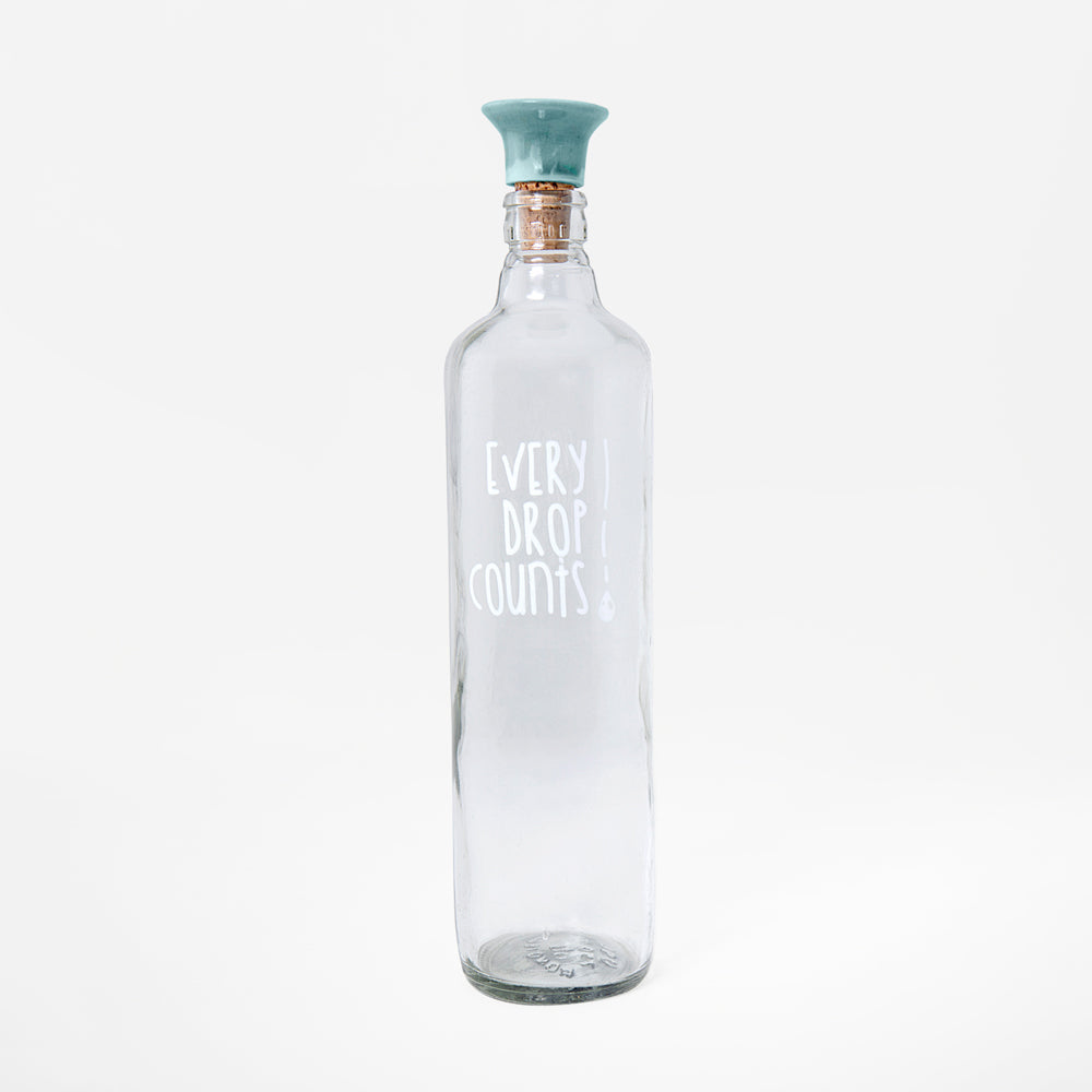 Drop Glass Water Bottle with Ceramic Stopper | Airtight Clear Bottle