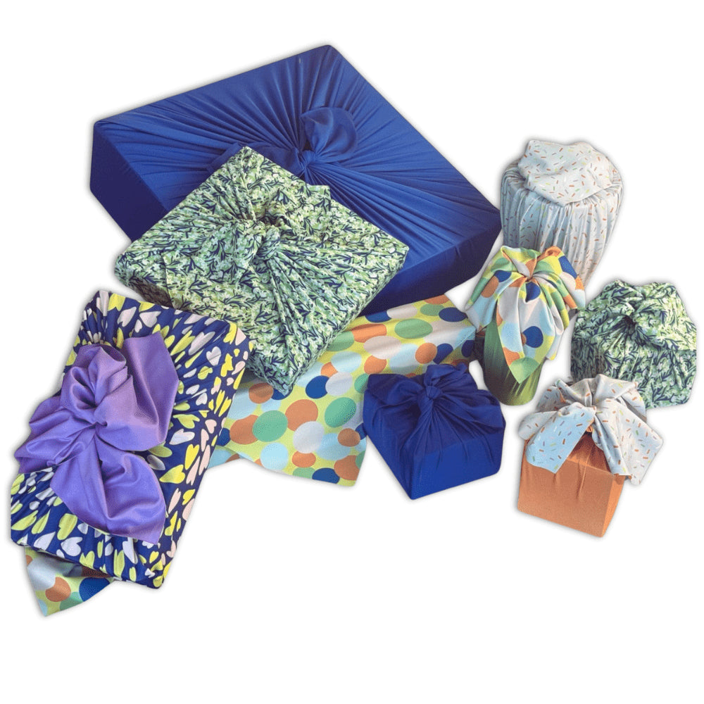 Assorted Set of 9 Reusable Cloth Furoshiki Gift Wrap | All Occasion Collection