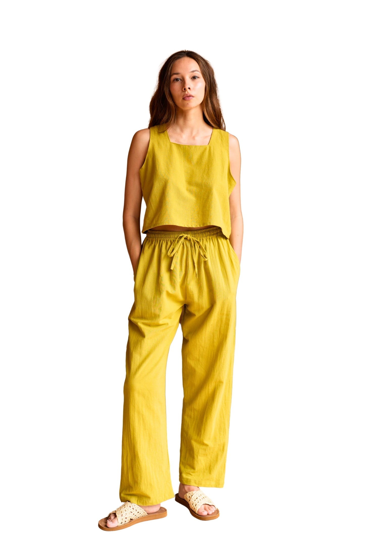 Becca Linen Pants in Lemongrass