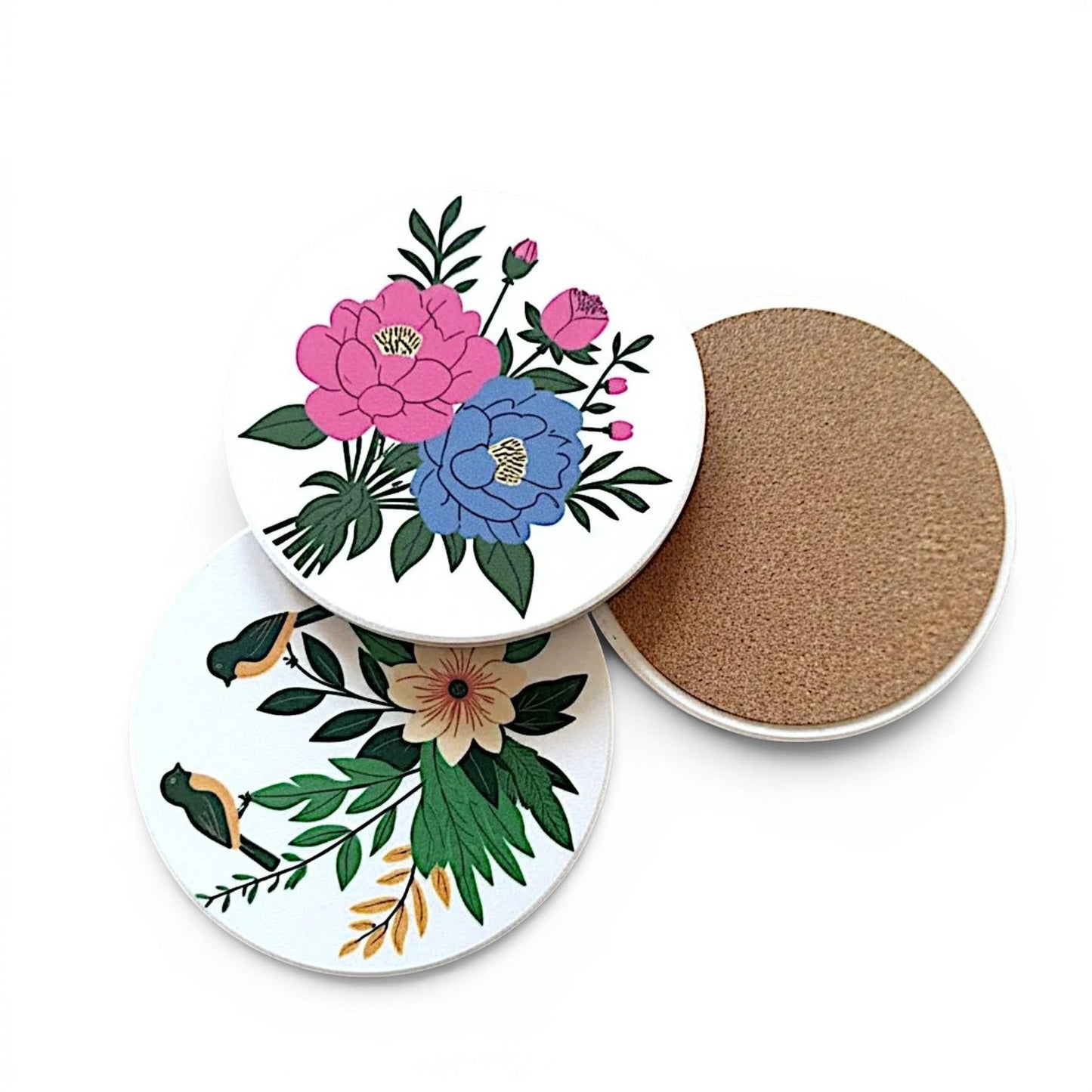 Set of Four Floral Coasters