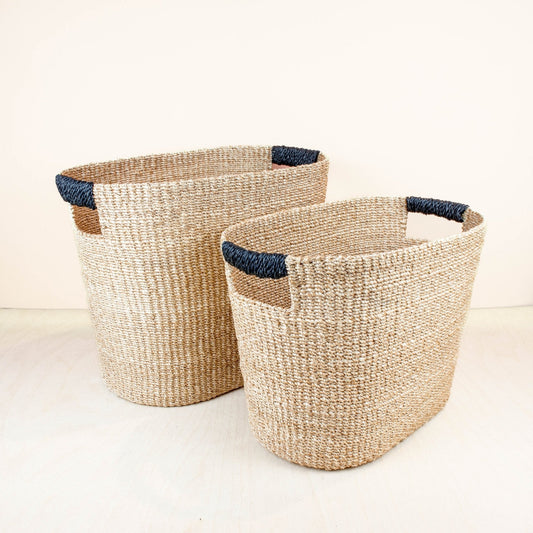 Black Oval Storage Baskets, set of 2 - Modern Baskets | LIKHÂ