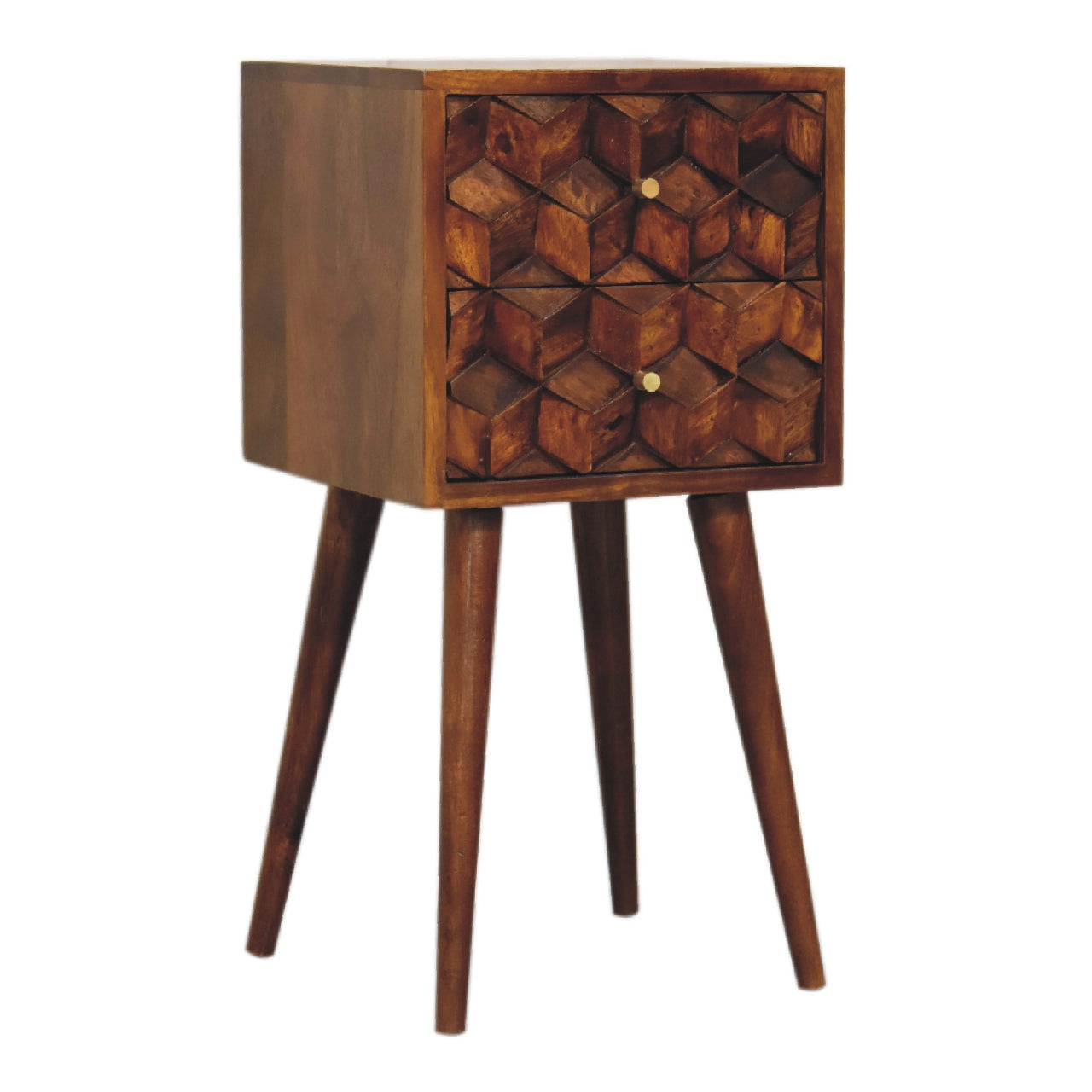 Solid Wood Mini Cube Nightstand
