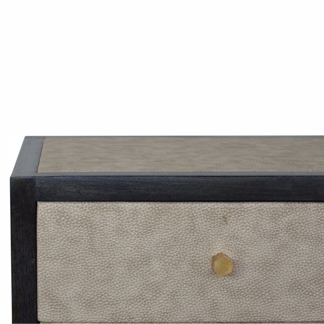 Solid Wood Faux Leather Nightstand
