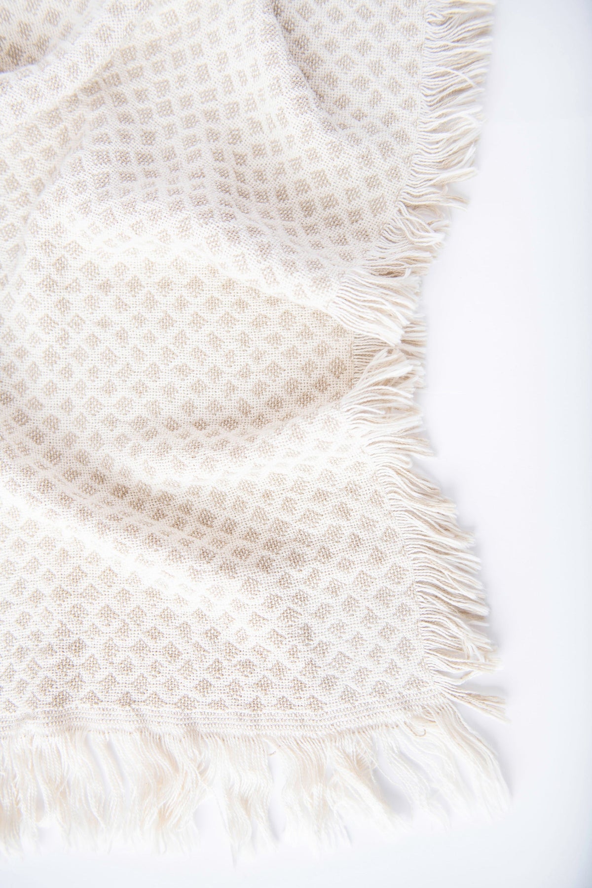 Cream and Beige Diamond Jacquard Woven Throw