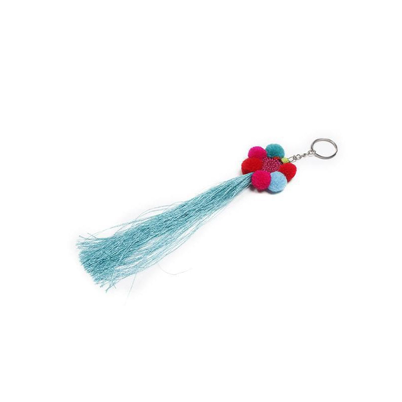 Flower Pompom With Tassel Key Chain - Thailand