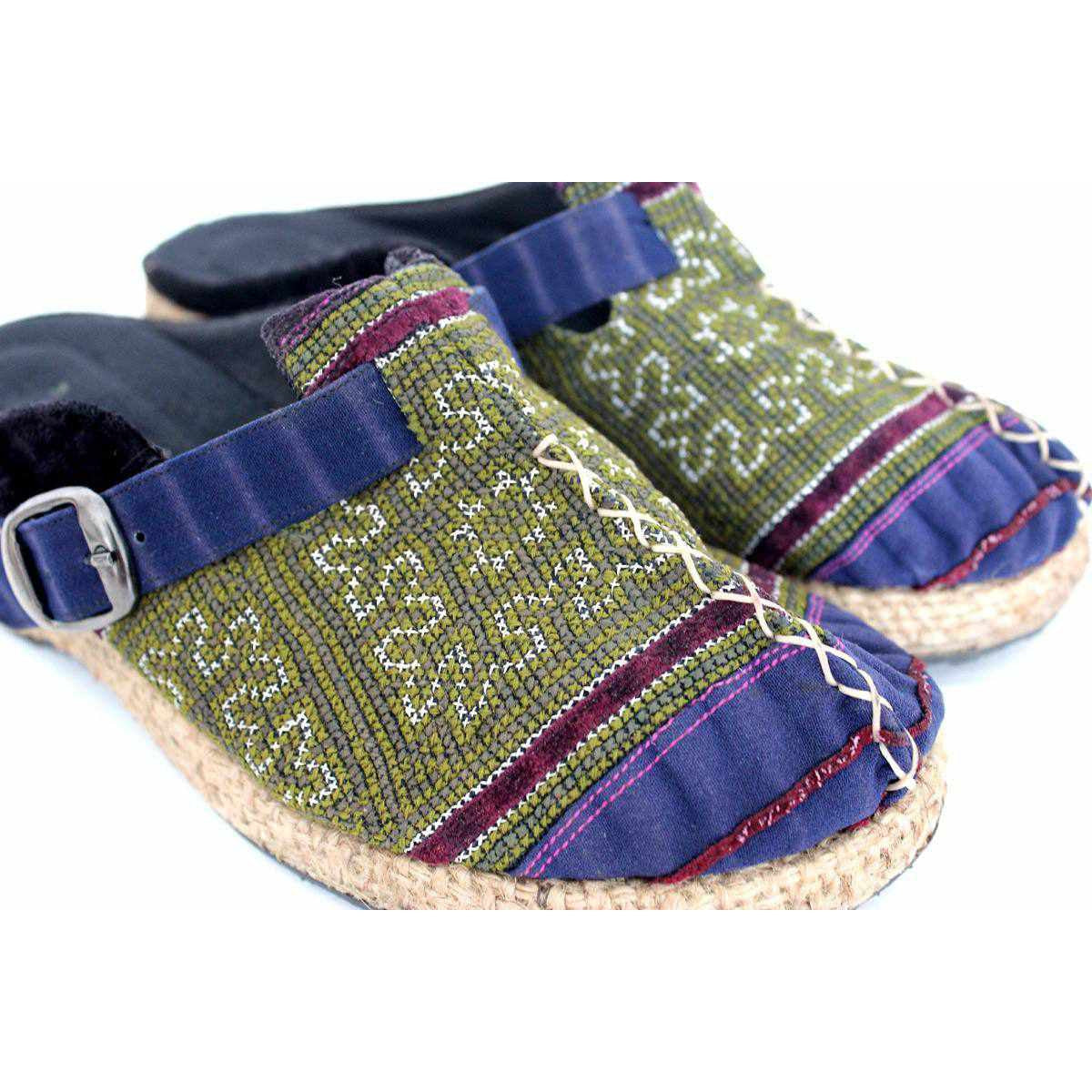 Vintage Hmong Textile Boho Upcycled Slip On Shoes - Thailand