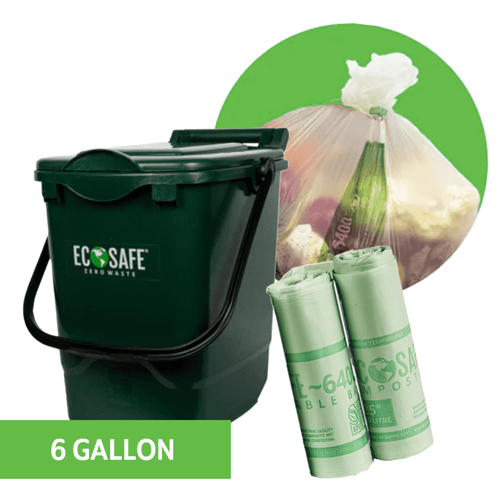 EcoSafe 6 Gallon Bin Caddy & Liners (QTY: 1 Bin + 24 Liners)