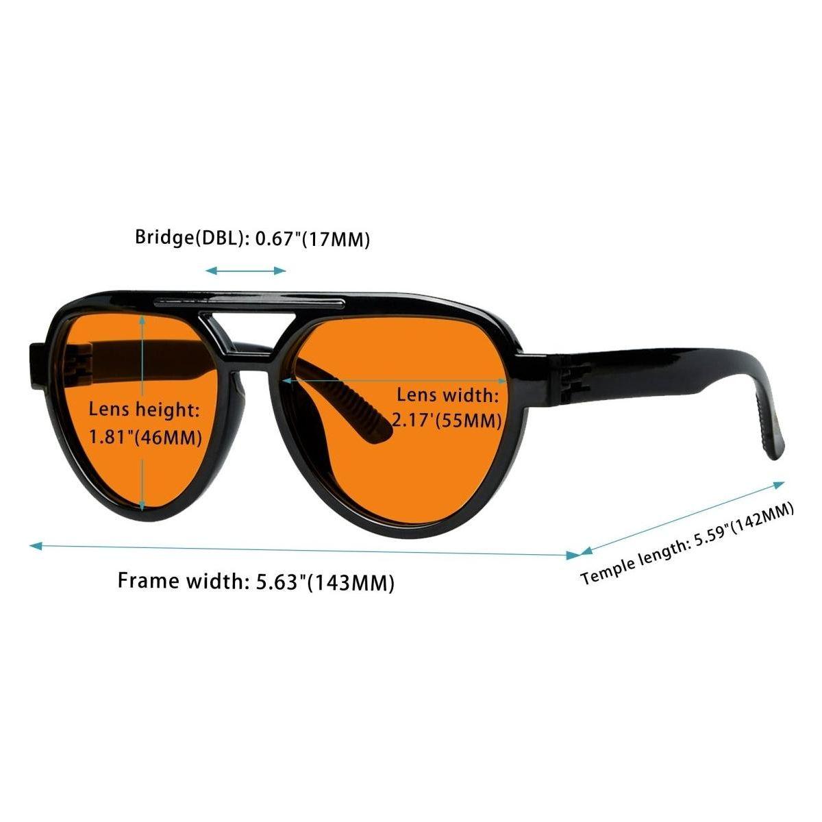 6 Pack 100% Blue Blocking Glasses Orange Lens Metalless Screwless Pilot R2312-B98