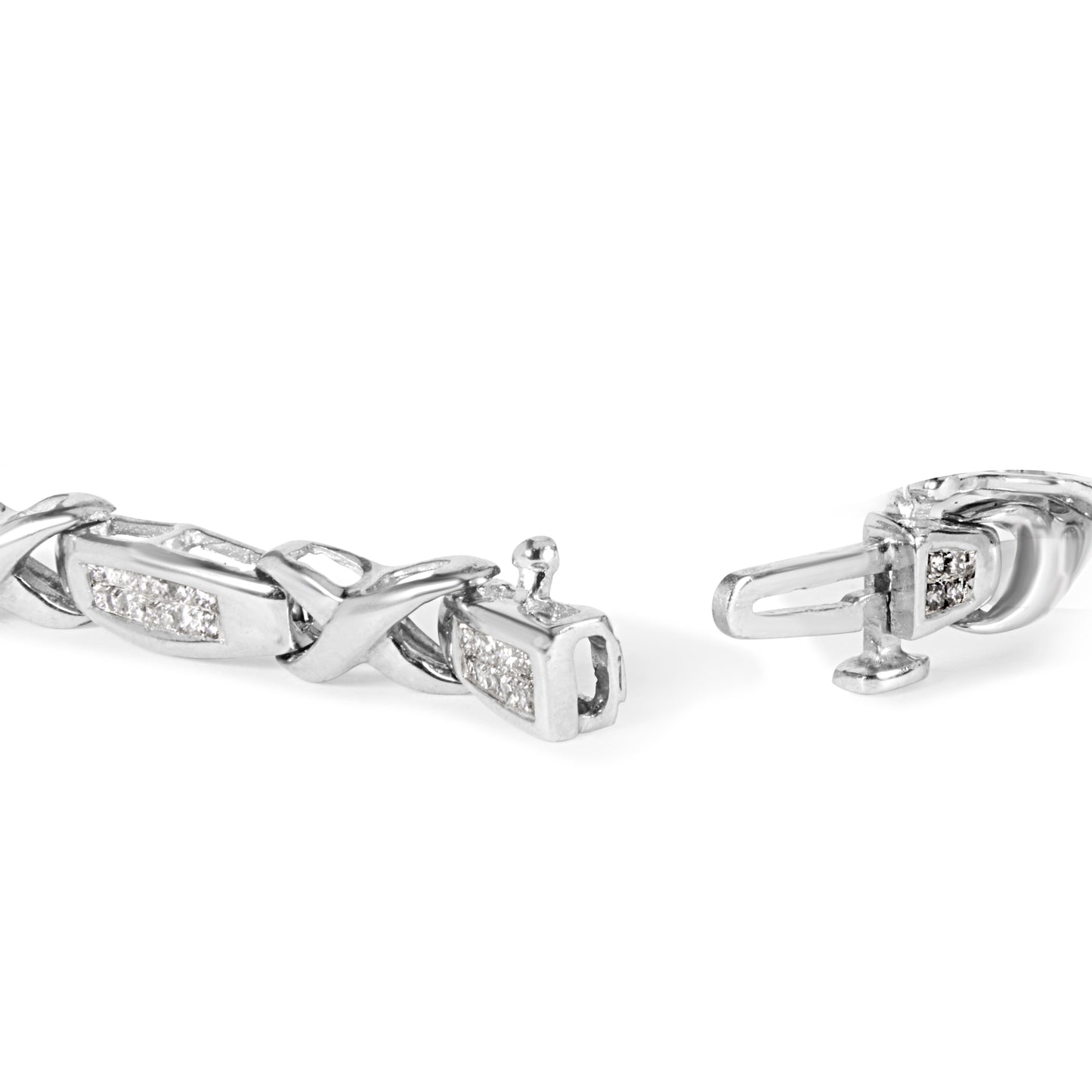 14K White Gold 1.0 Cttw Invisible-Set Princess Diamond Tennis Bracelet (H-I Color, SI1-SI2 Clarity) - 7"