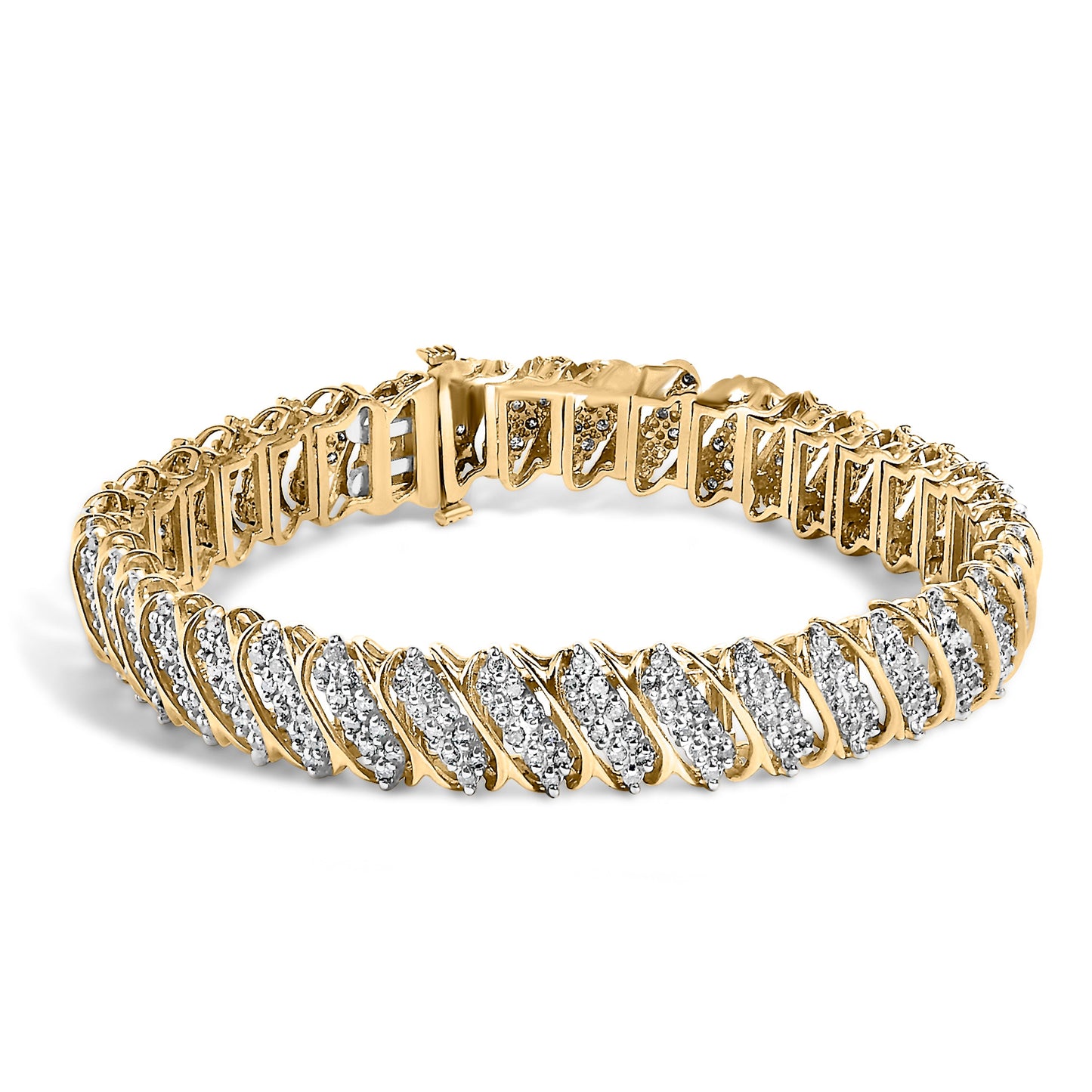 10K Yellow Gold 3.0 Cttw Diamond S-Link Bracelet