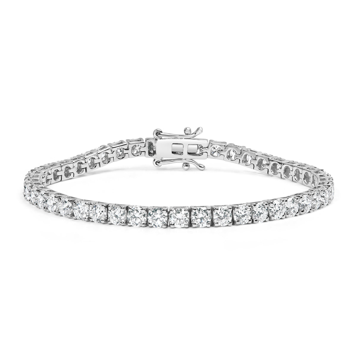 14K White Gold 2.00 Cttw Lab-Grown Round Diamond Four-Prong Tennis Bracelet