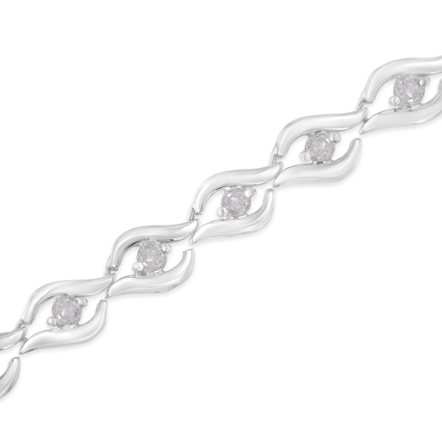 .925 Sterling Silver 1/2 Cttw Rose Cut Diamond Almond Shape Link Tennis Bracelet (I-J Color, I3 Clarity) - 7â€Â
