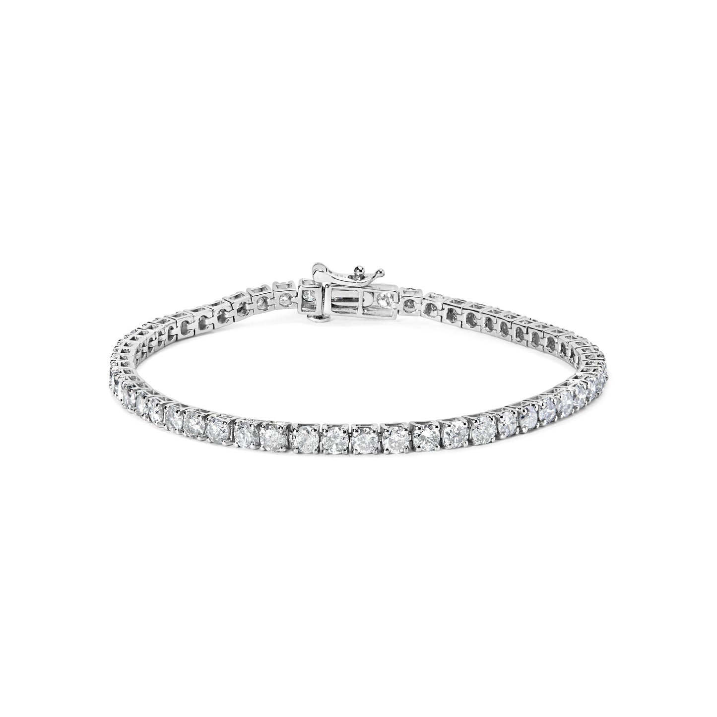 10K White Gold 6.00 Cttw Classic Natural Diamond Tennis Bracelet