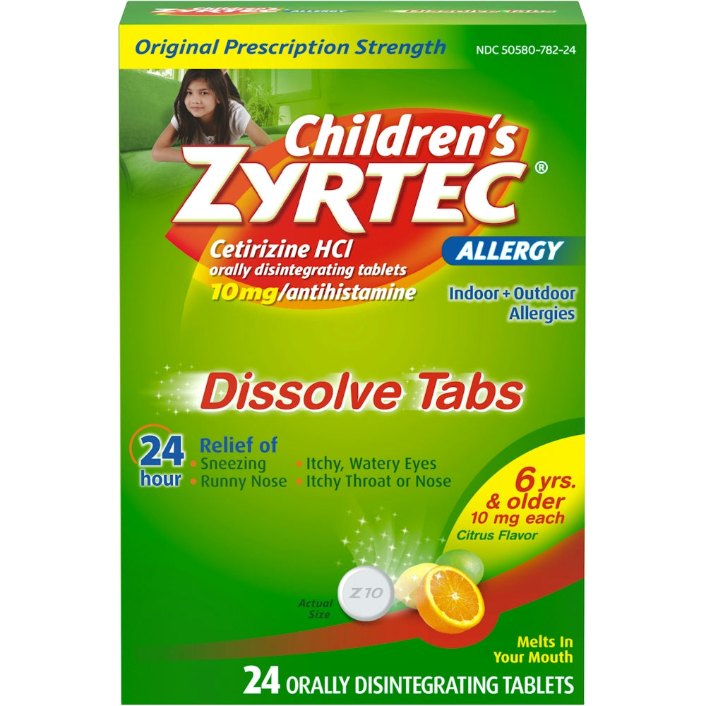 Zyrtec Children's Allergy Relief Cetirizine Dissolving Tablets - Citrus - 24ct
