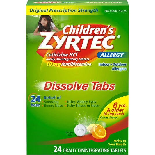 Zyrtec Children's Allergy Relief Cetirizine Dissolving Tablets - Citrus - 24ct