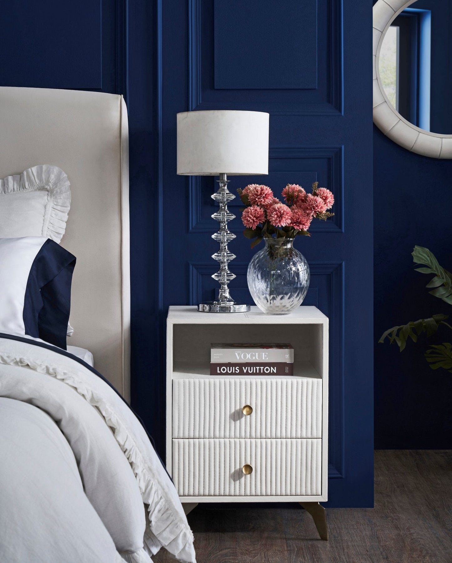 Stanford Two Drawer Leather Side Table