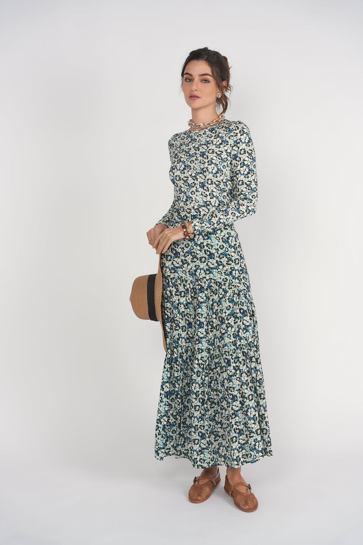 Tiered Maxi Skirt- Leopard Floral