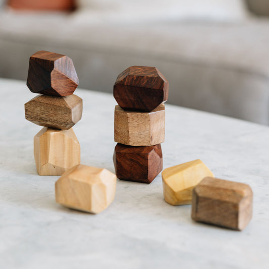 Upcycled Wood Stacking Stones - Set of 9