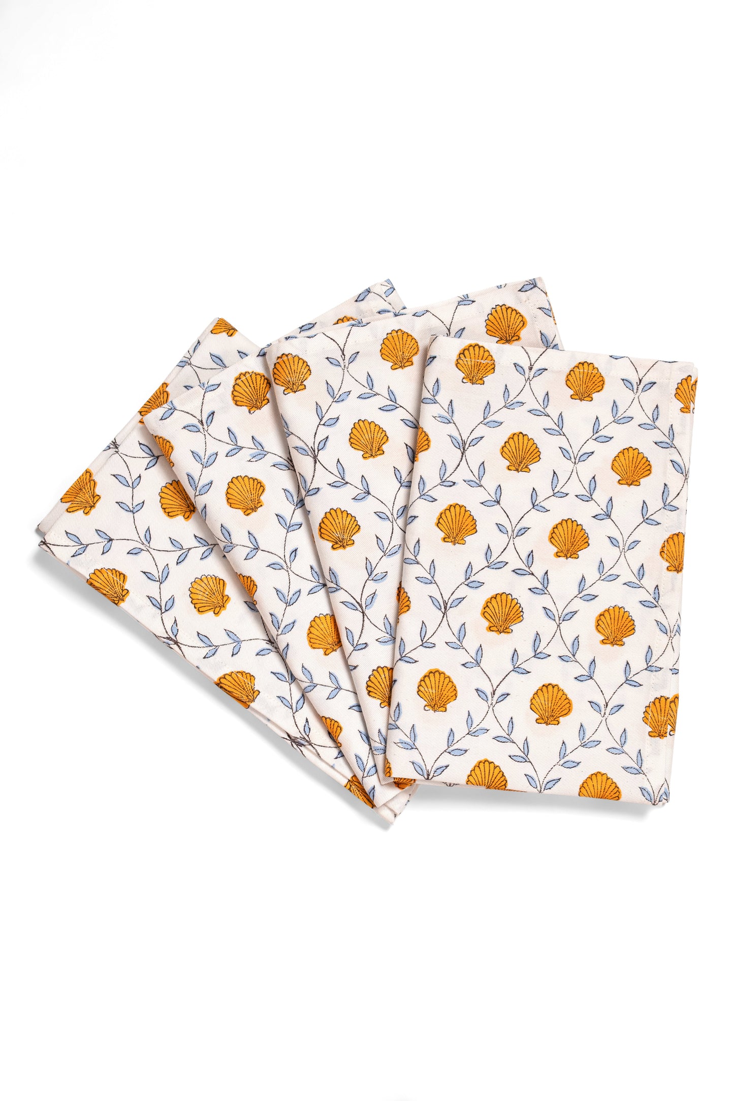 Seashell Blockprint Napkins, Set of 4