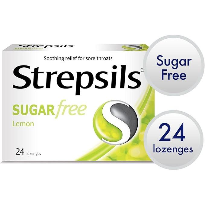 Strepsils Citron Lozenges Sugar Free Sore Throat Relief Pack of 24