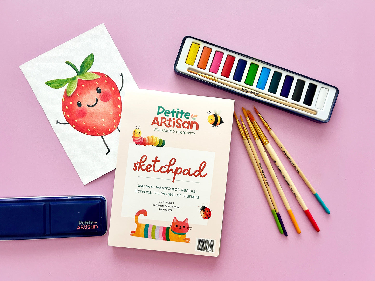 Kids Watercolor Sketch Pad – 300gsm Cold Press Paper (Ages 8+)
