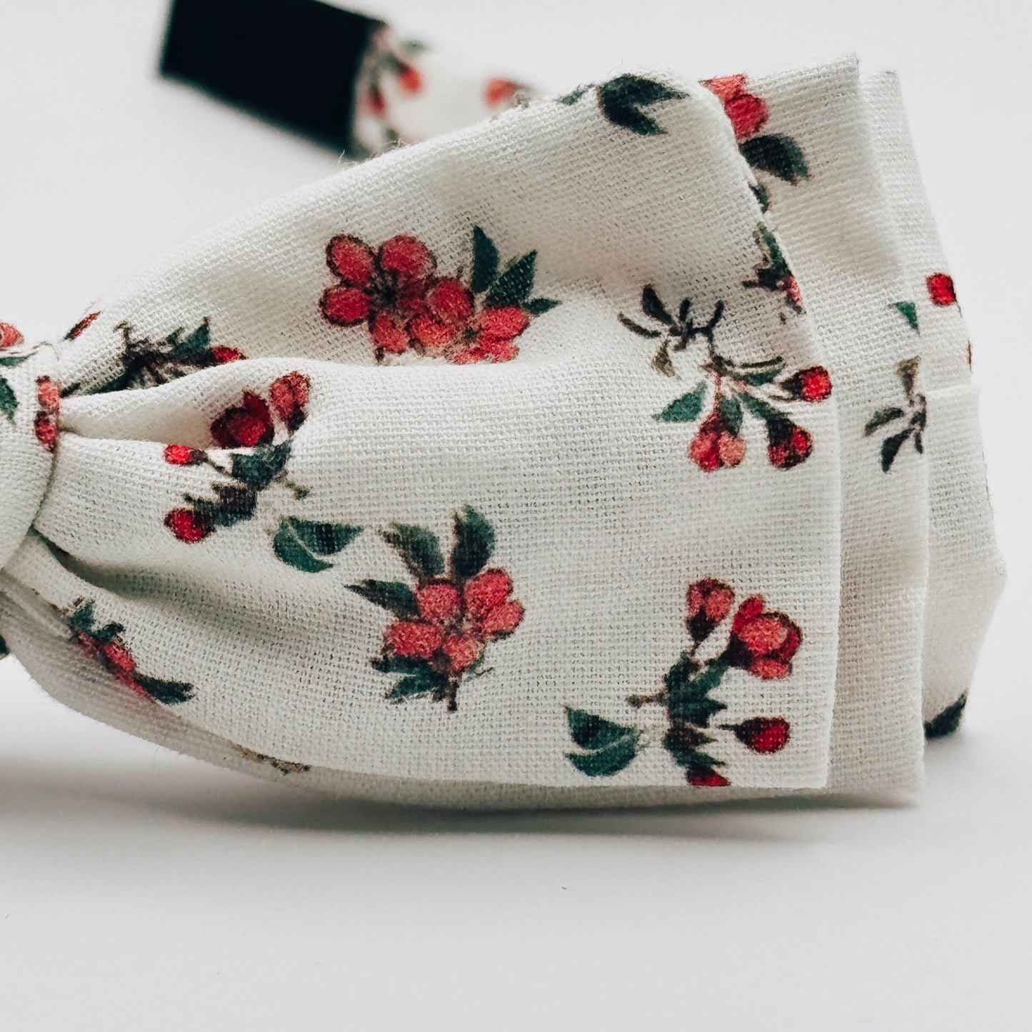 Three Little Bows Headband- Red Hypericum