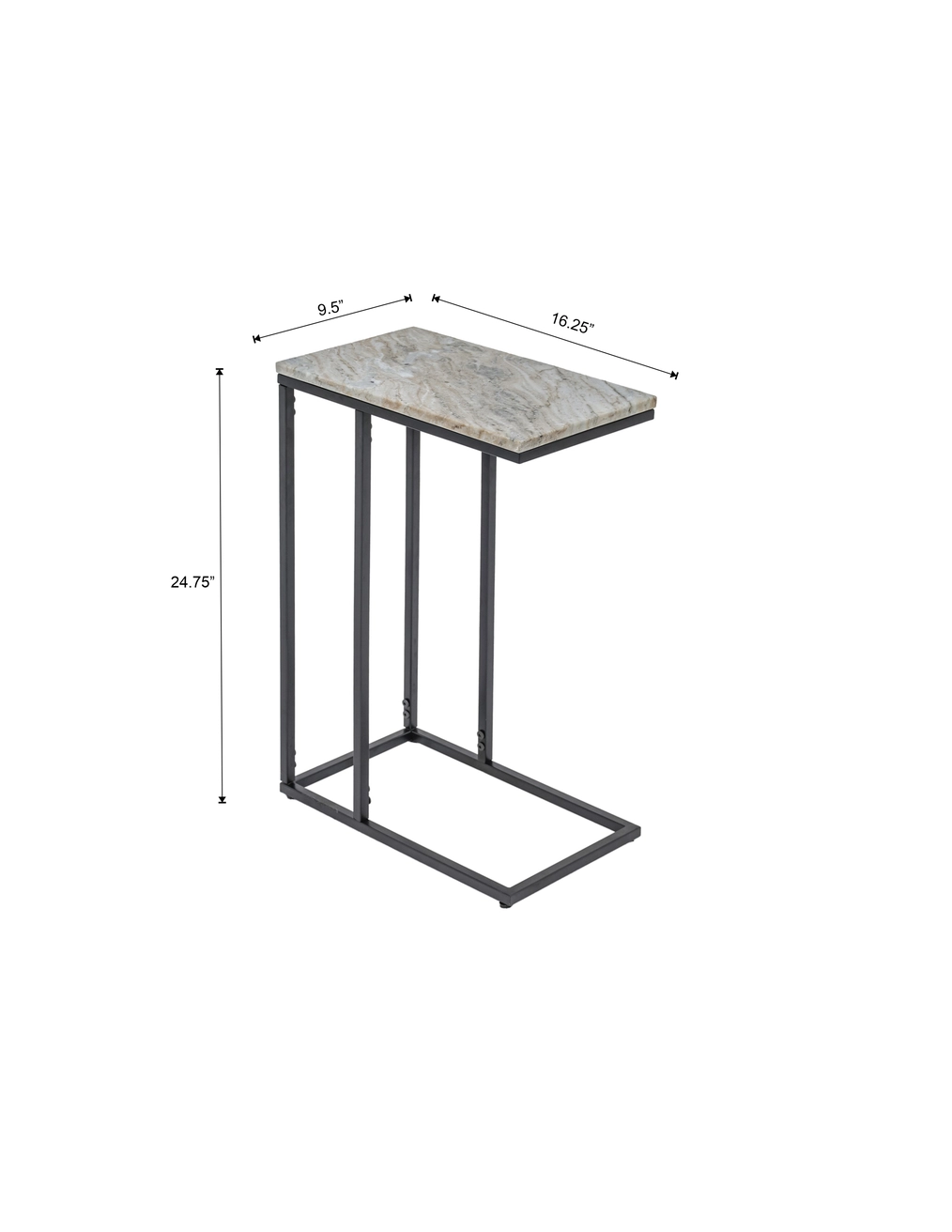 C-Shape Side Table with Marble Top