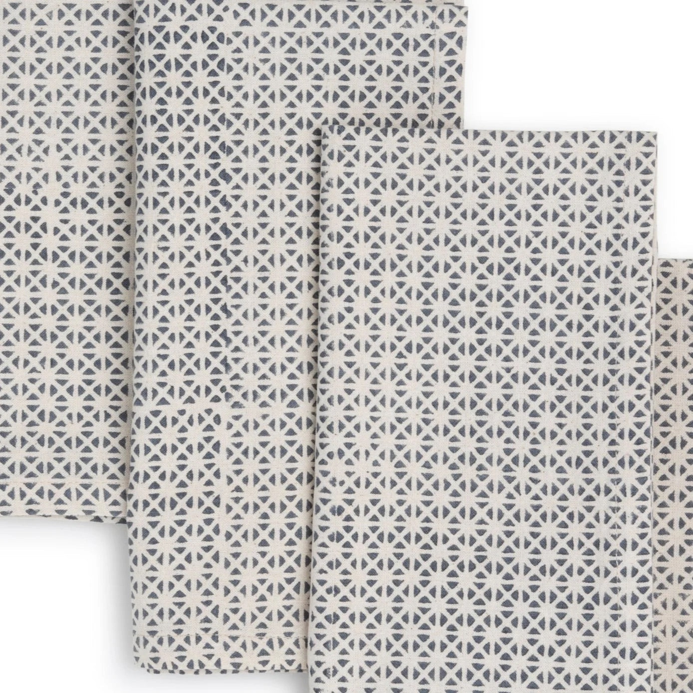 VERTEX Hand Block Printed Napkins - Set of 4. Cotton - Fair Trade - Artisan Made