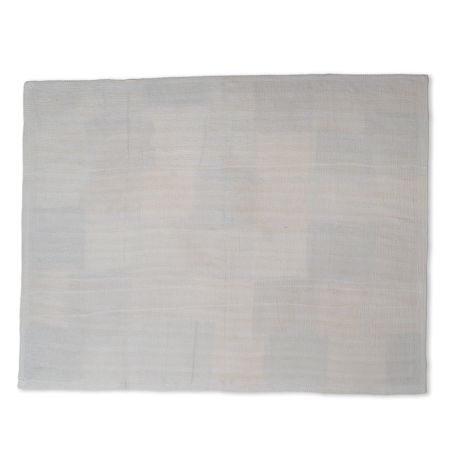 Gray Mist Fray Patch Kantha Throw