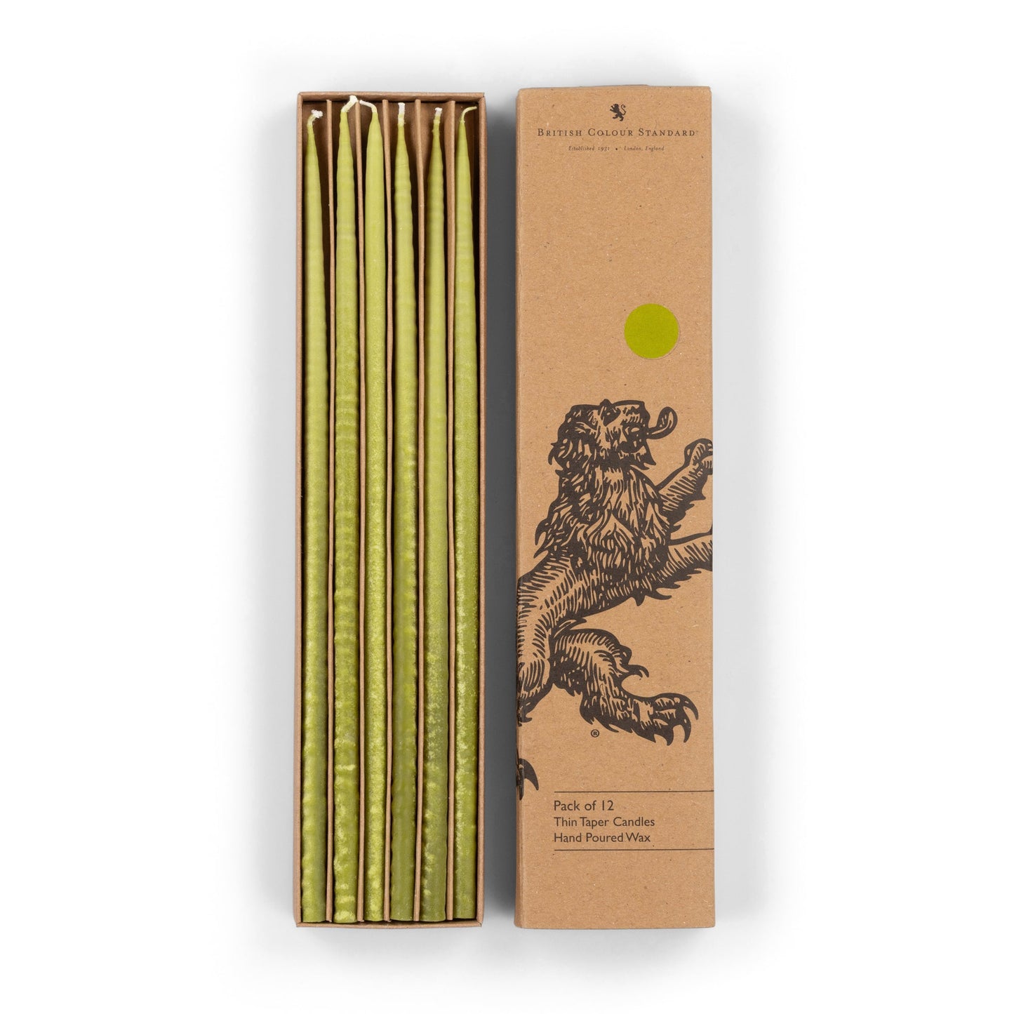 Thin Taper Candles - Olive Green