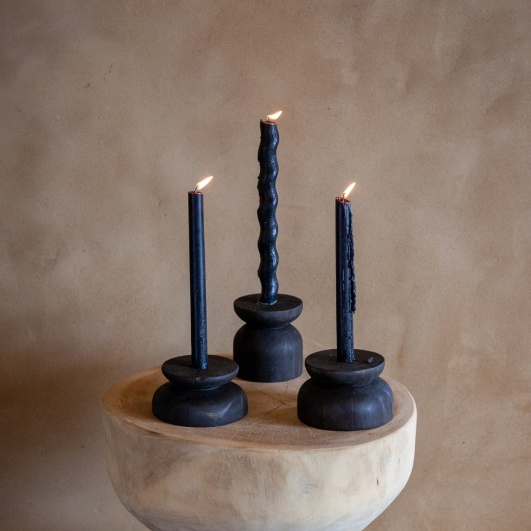 Organic Wood Taper Candlestick Holder