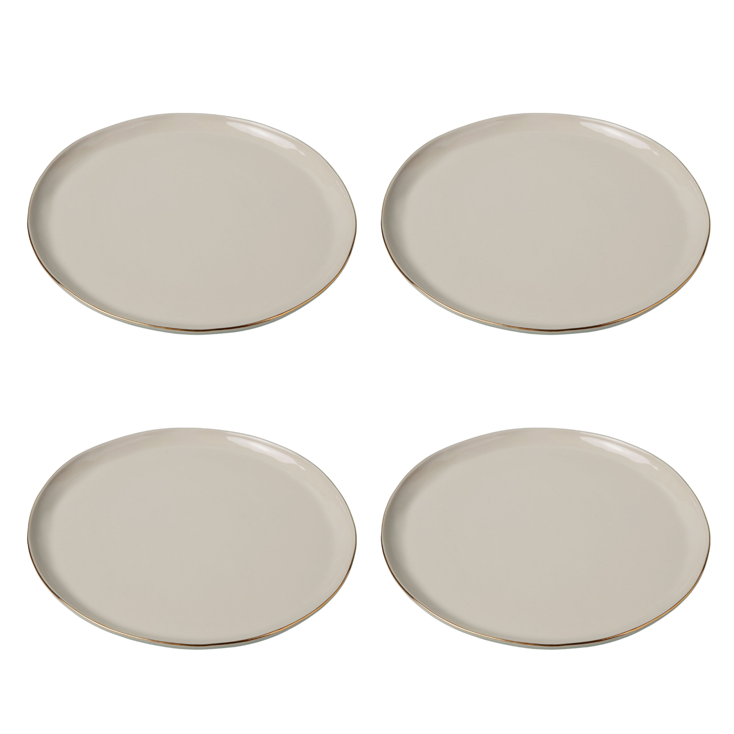 24k Gold Tam Stoneware Dinner Plate, Pearl, Set of 4