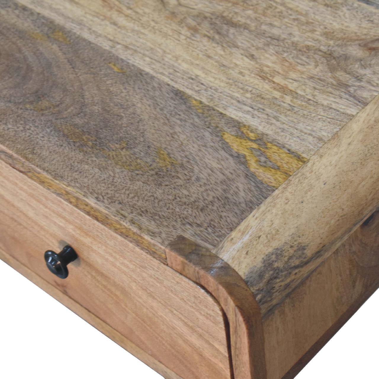 Solid Wood Curved Oak-ish Writing Desk