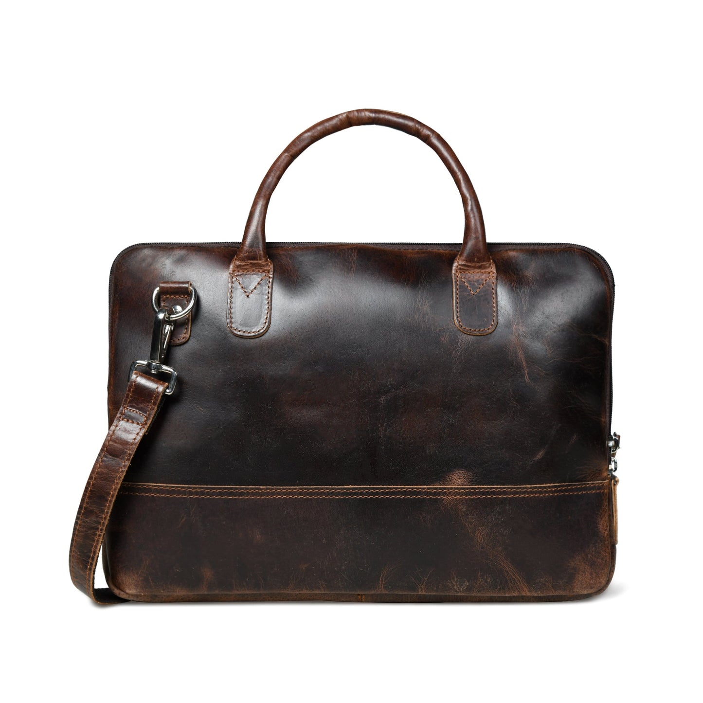 Modernist Leather Laptop Bag-Dark Brown - Osadia Concept Store
