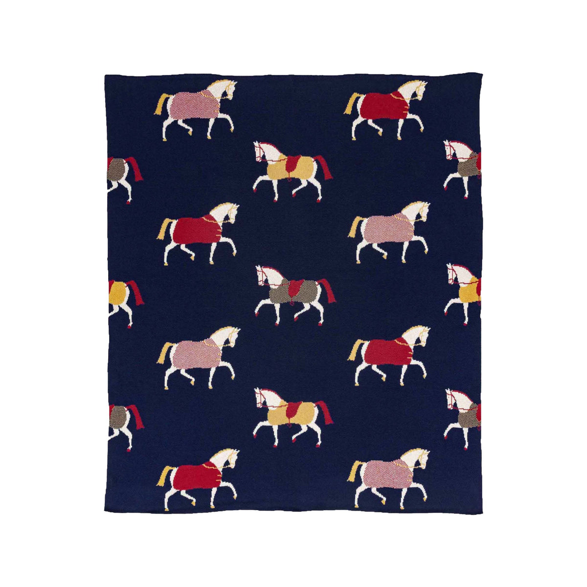 Equestrian Cavalcade - Cotton Sustainable Knit Traditional Throw Blanket
