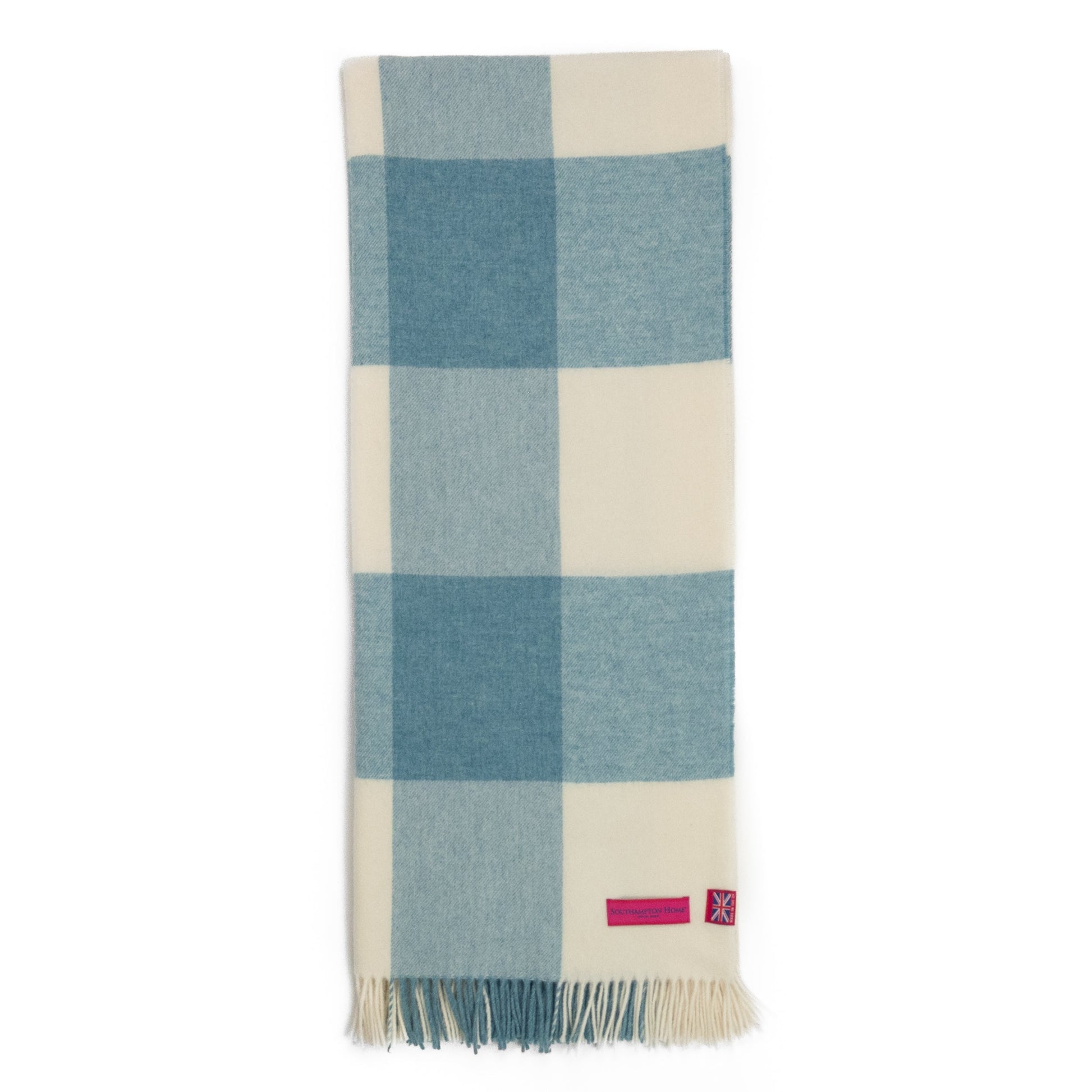 Southampton Home Merino Wool Throw – Block Sky | UK Made - Osadia Concept Store