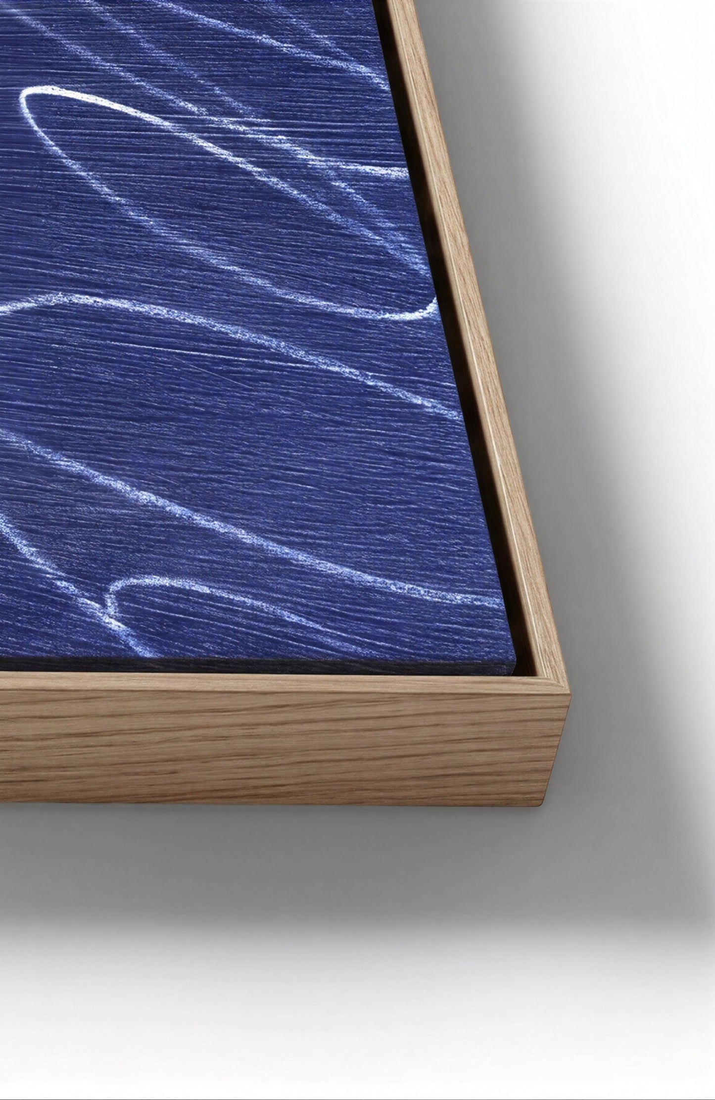 Gestural Marks in Deep Ocean Framed Canvas Wall Art