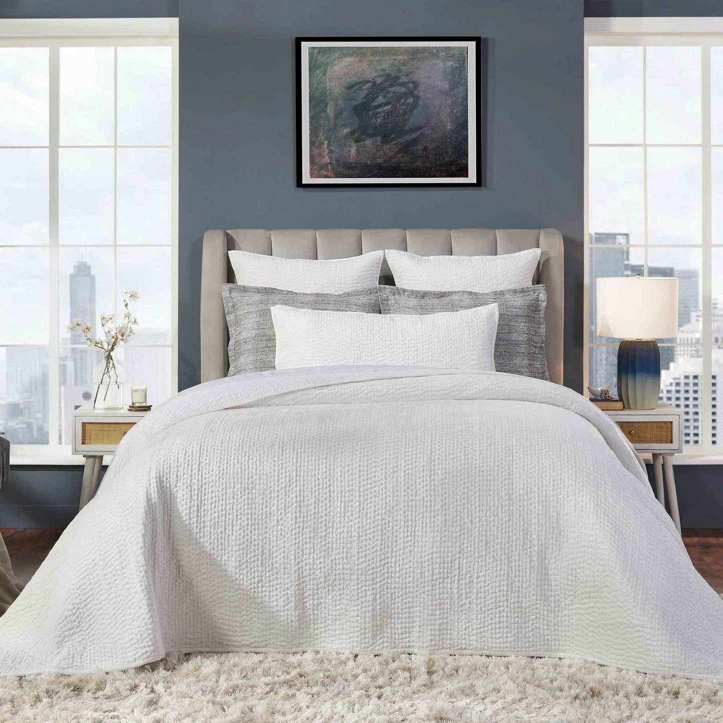 Laguna Pick Stitch Velvet Coverlet - Clearance