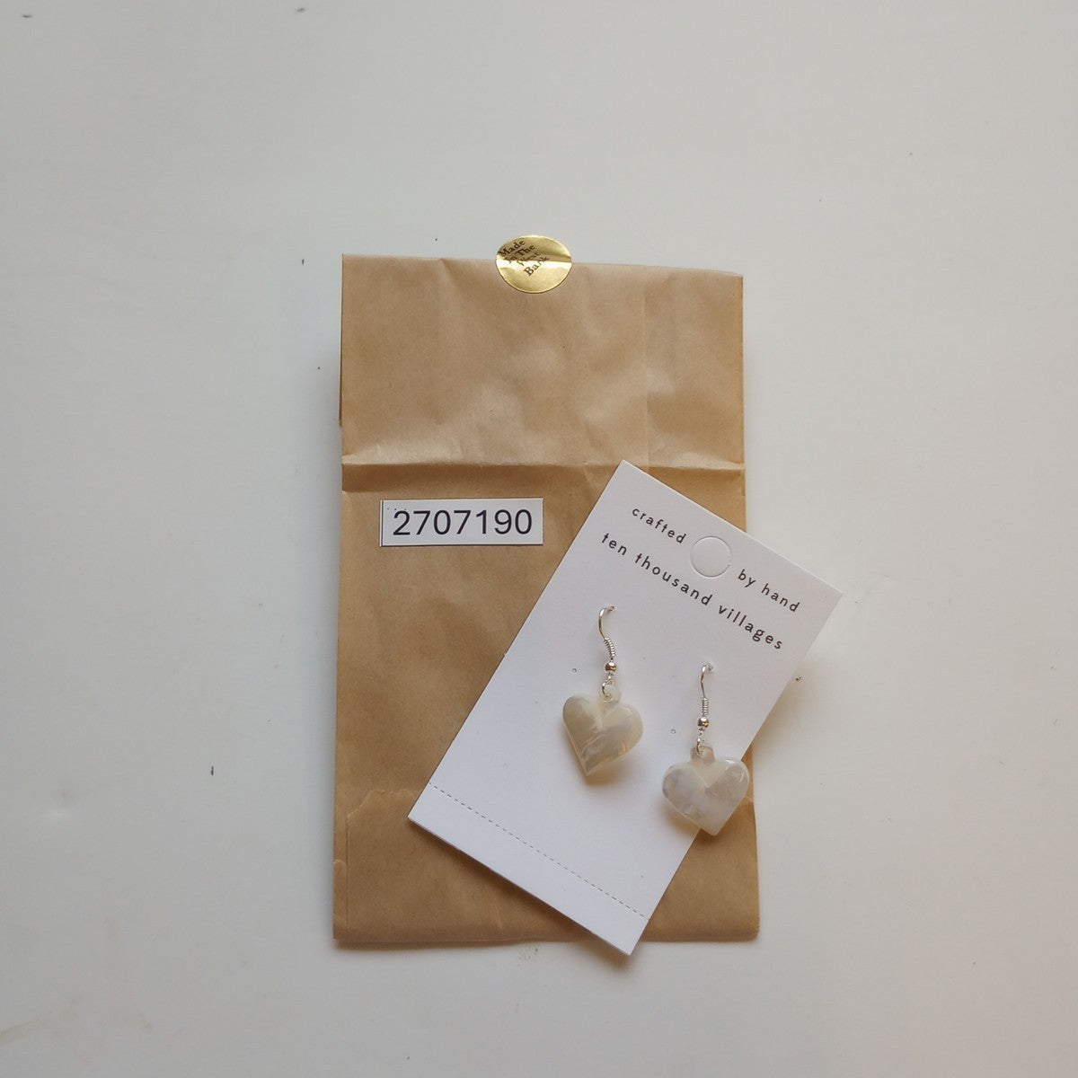 Mother of Pearl Heart Drop Earrings