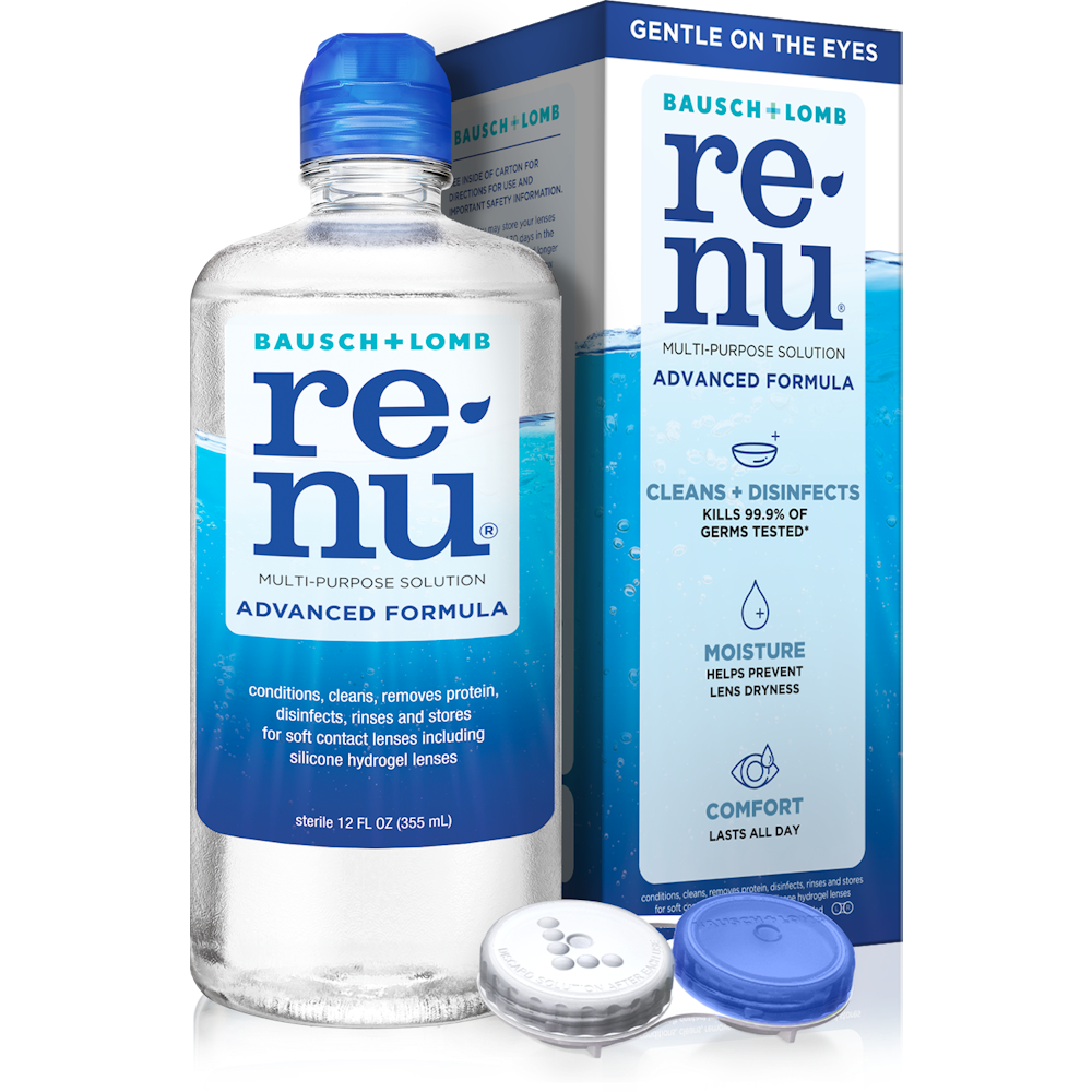 ReNu Bausch + Lomb Advanced Triple Disinfect Formula Multi-Purpose Eye Contact Lens Solution, 12 Fl Oz