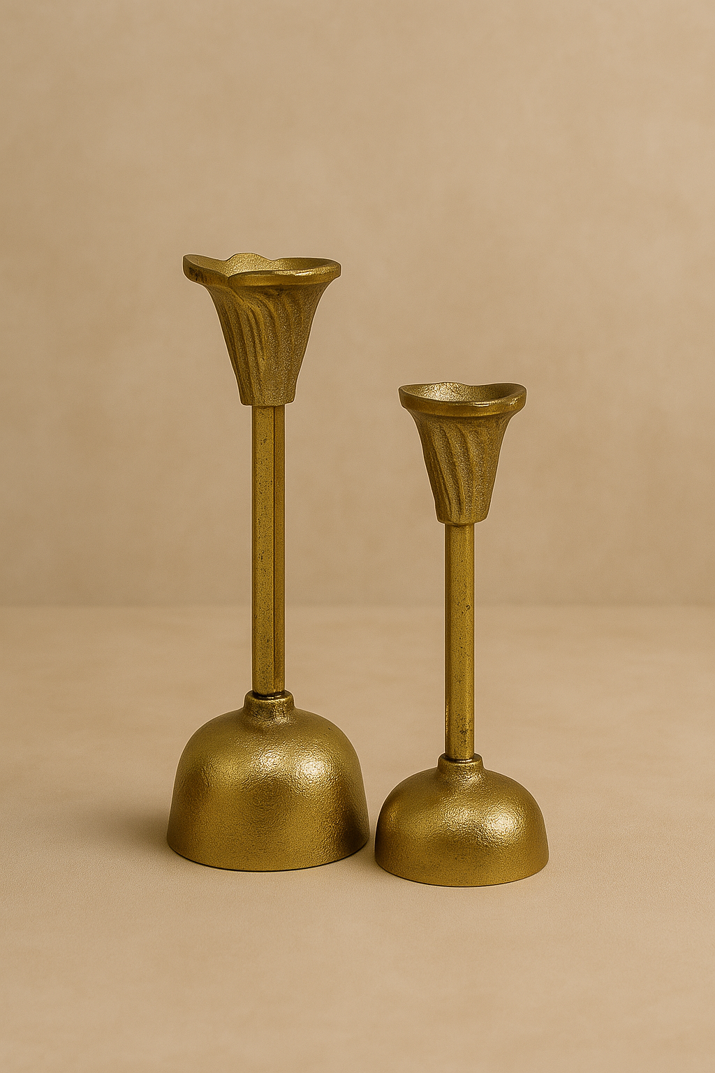 Bloom Candle Holder – Hand-Cast Gold Aluminium Fluted Taper Candle Stand