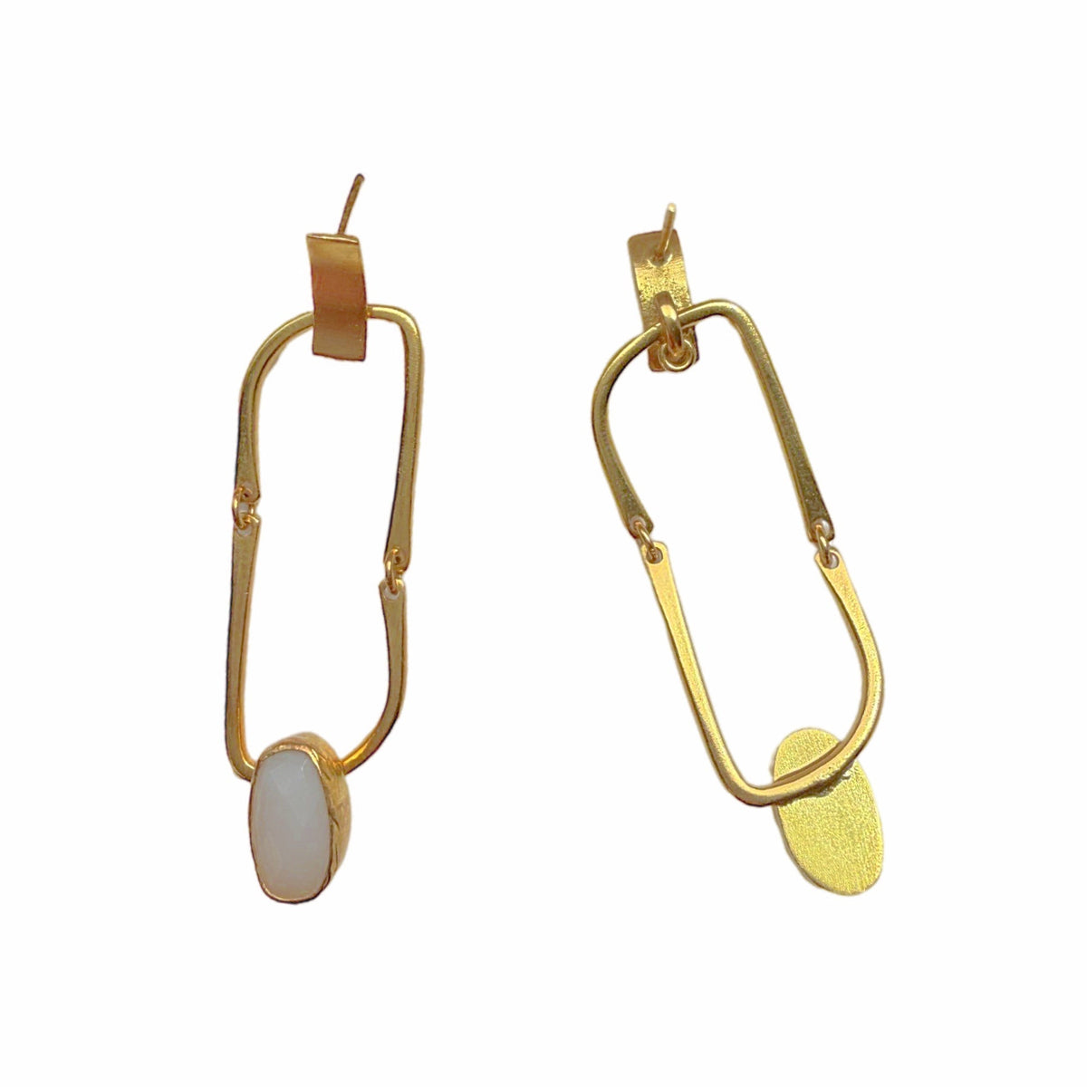 Nayla Snow Quartz and Gold Link Earrings