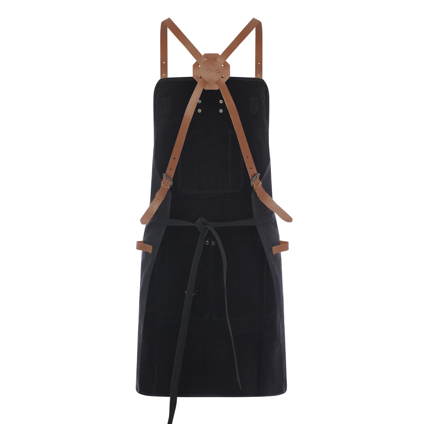 Waxed Canvas Work Apron with Leather Straps & Utility Pockets