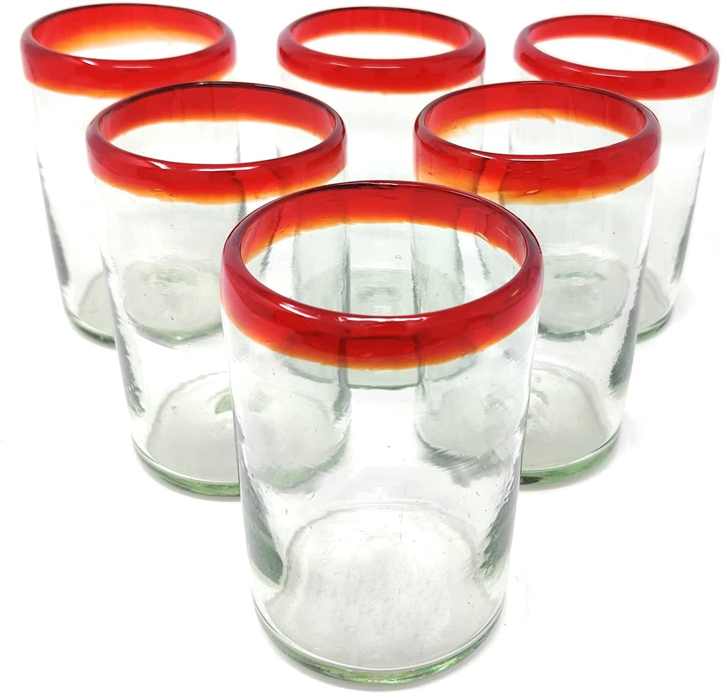 Set of 6 Glasses with Red Rims