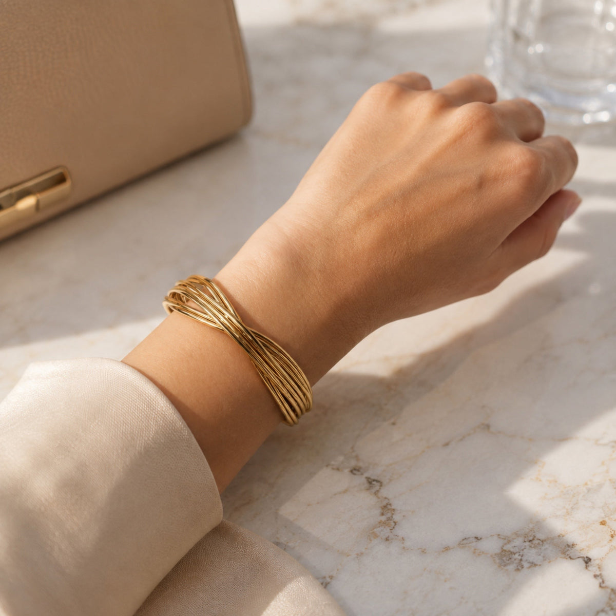 Gold Braided Cuff Bangle