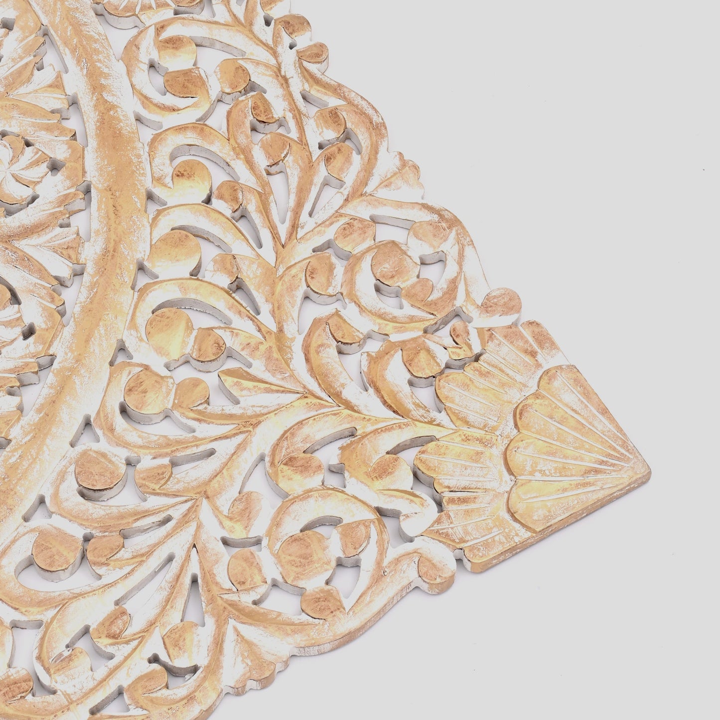 Wooden Floral Hand Carved Mandala Square Wall Decor