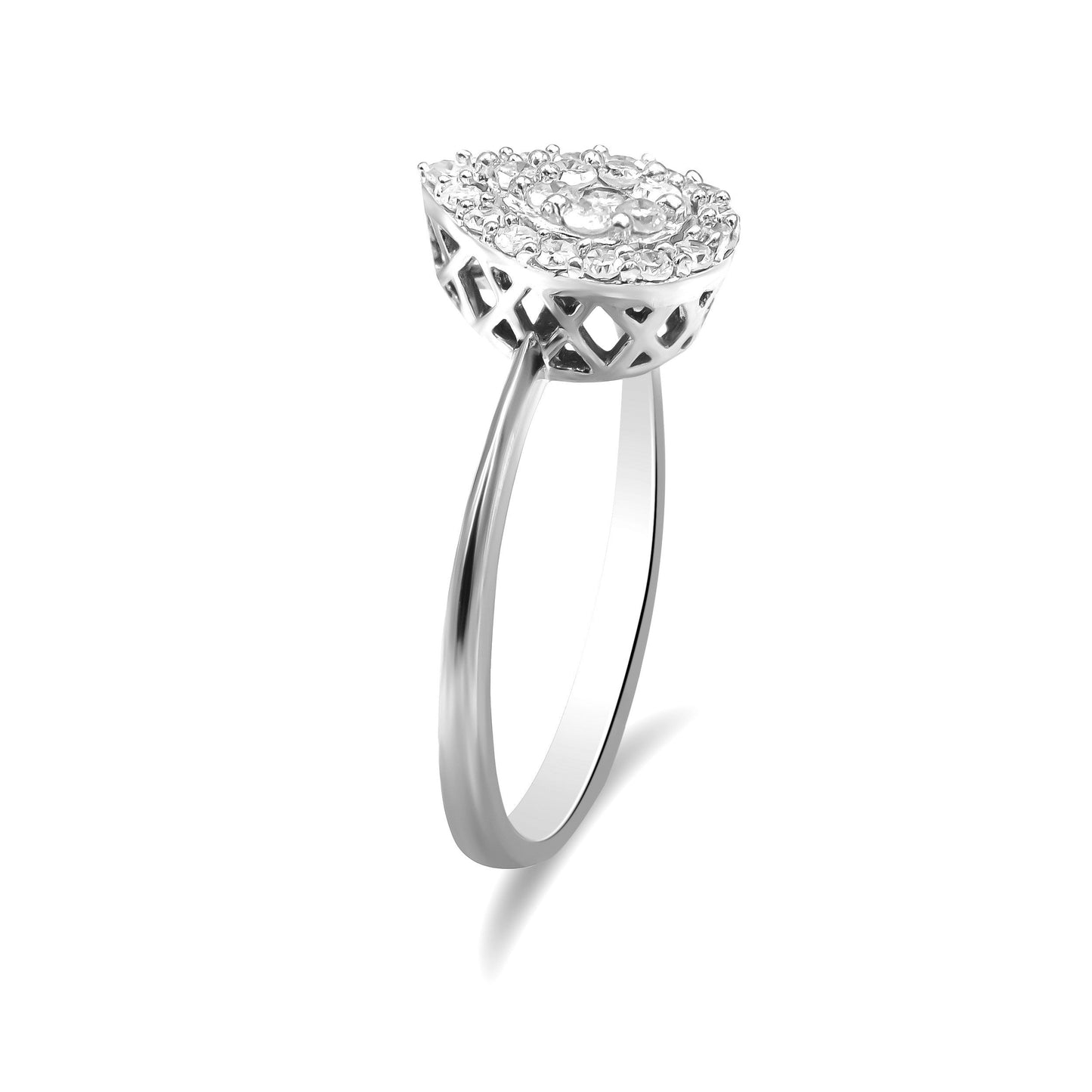 10K White Gold 3/8 Cttw Round-Cut Lab Grown Diamond Cluster Pear Promise Ring (G-H Color, VS2-SI1 Clarity) - Size 7