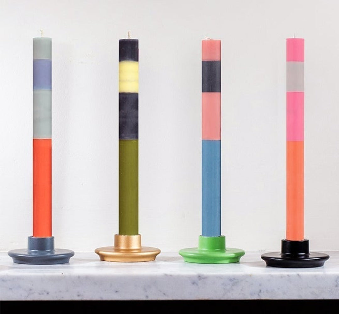 S/4 ABSTRACT Striped Beryl, Bokhara and Moonstone Dinner Candles