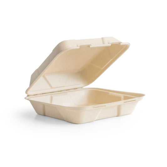 Vegware Nourish 10in Molded Fiber Clamshell Container Natural Compostable (QTY 200), SKU B027N
