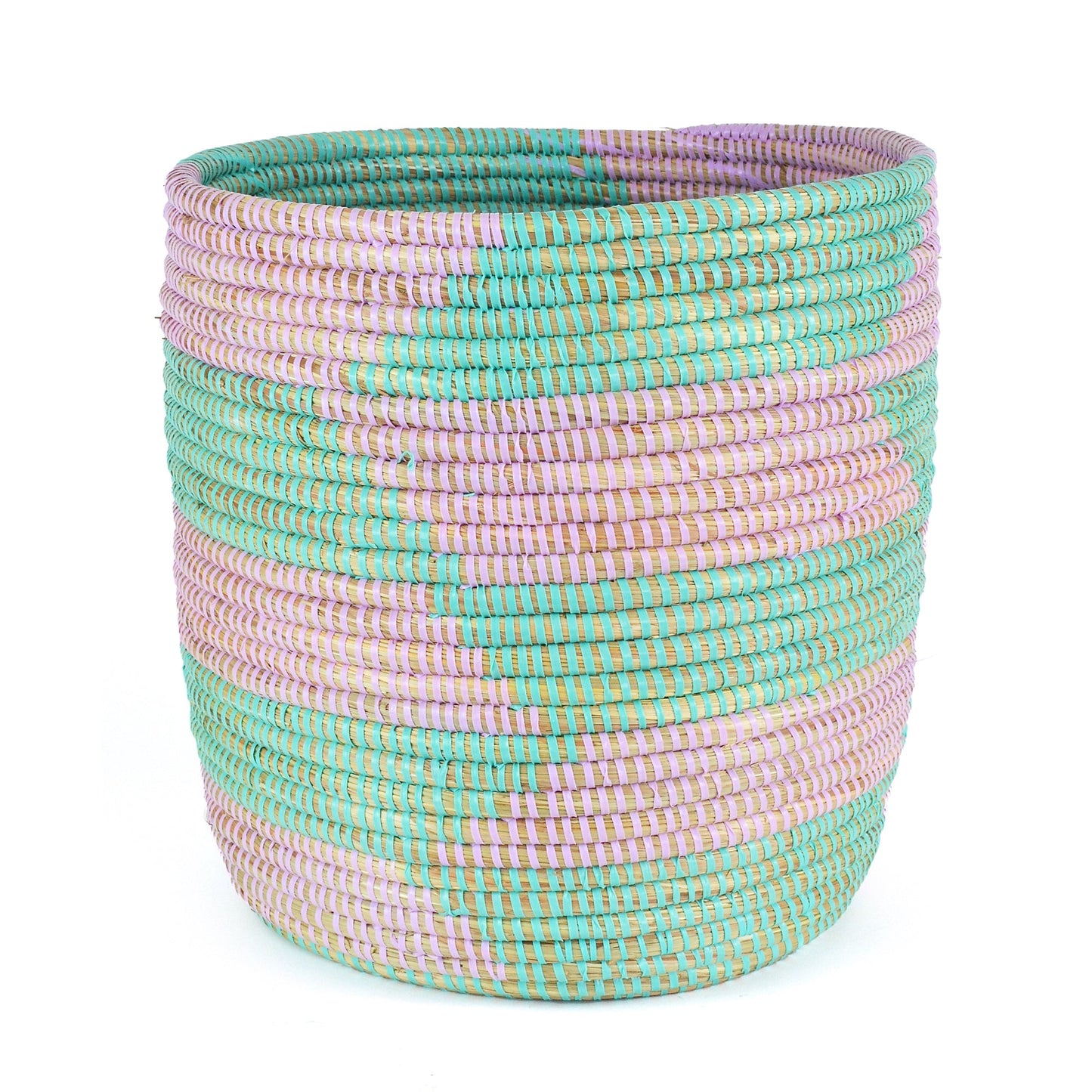 Aqua and Lavender Herringbone Bath Bin Basket